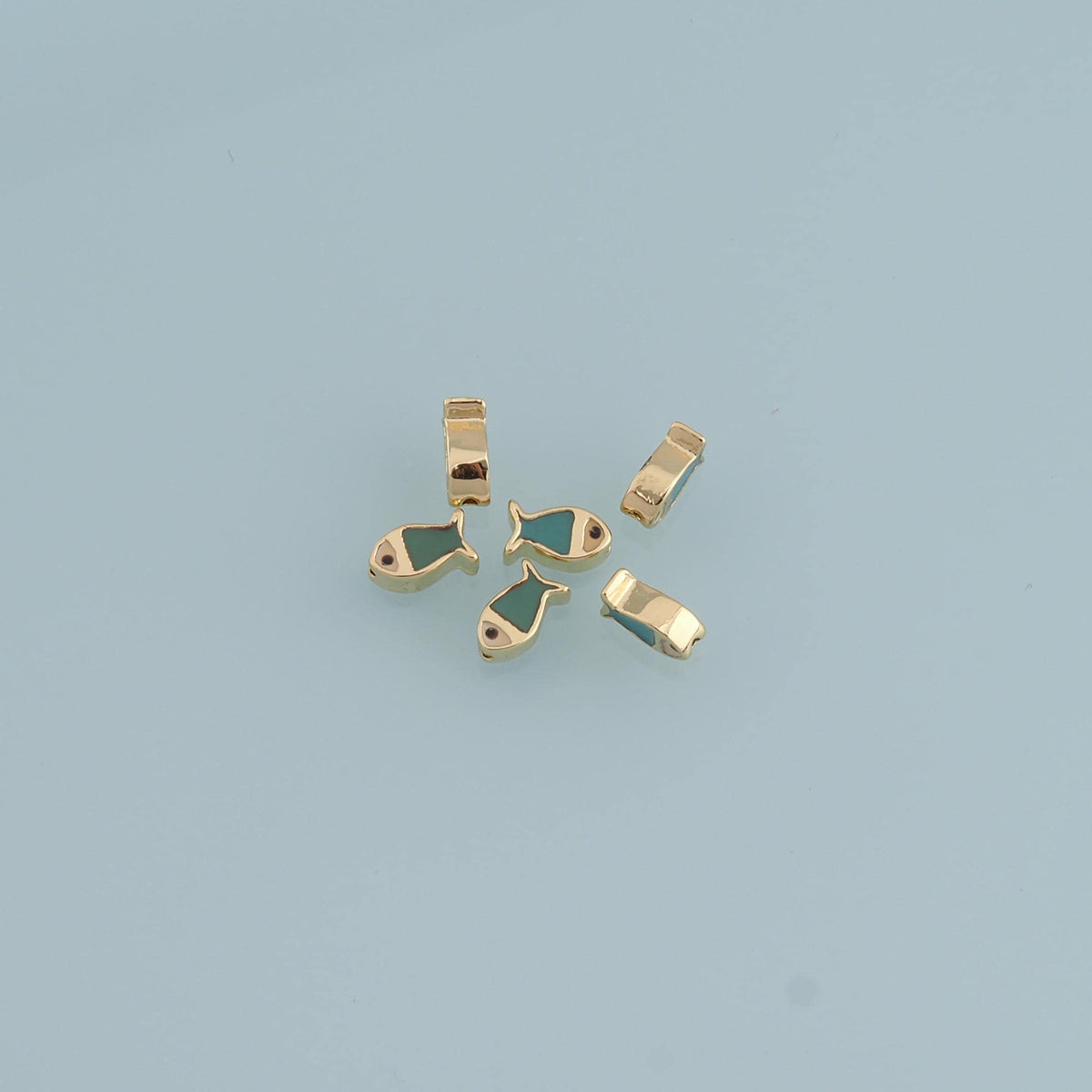 Gold Tiny Fish Beads Charms,18K Gold Filled Fish Spacer Beads Bracelet Necklace for DIY Jewelry Making Supply 7x4mm