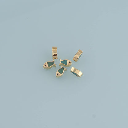 Gold Tiny Fish Beads Charms,18K Gold Filled Fish Spacer Beads Bracelet Necklace for DIY Jewelry Making Supply 7x4mm