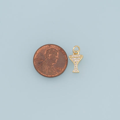 Gold Tiny Wine Glass Charms,18K Gold Filled CZ Wine Glass Pendant,Wine Glass Charm Bracelet Necklace for DIY Jewelry Making S