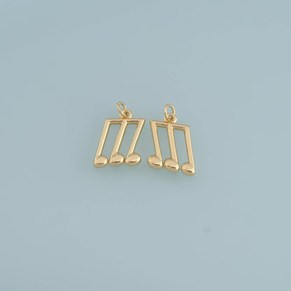 Gold Music Charms,18K Gold Filled Music Pendant,Note Charm Bracelet Necklace for DIY Jewelry Making Supply