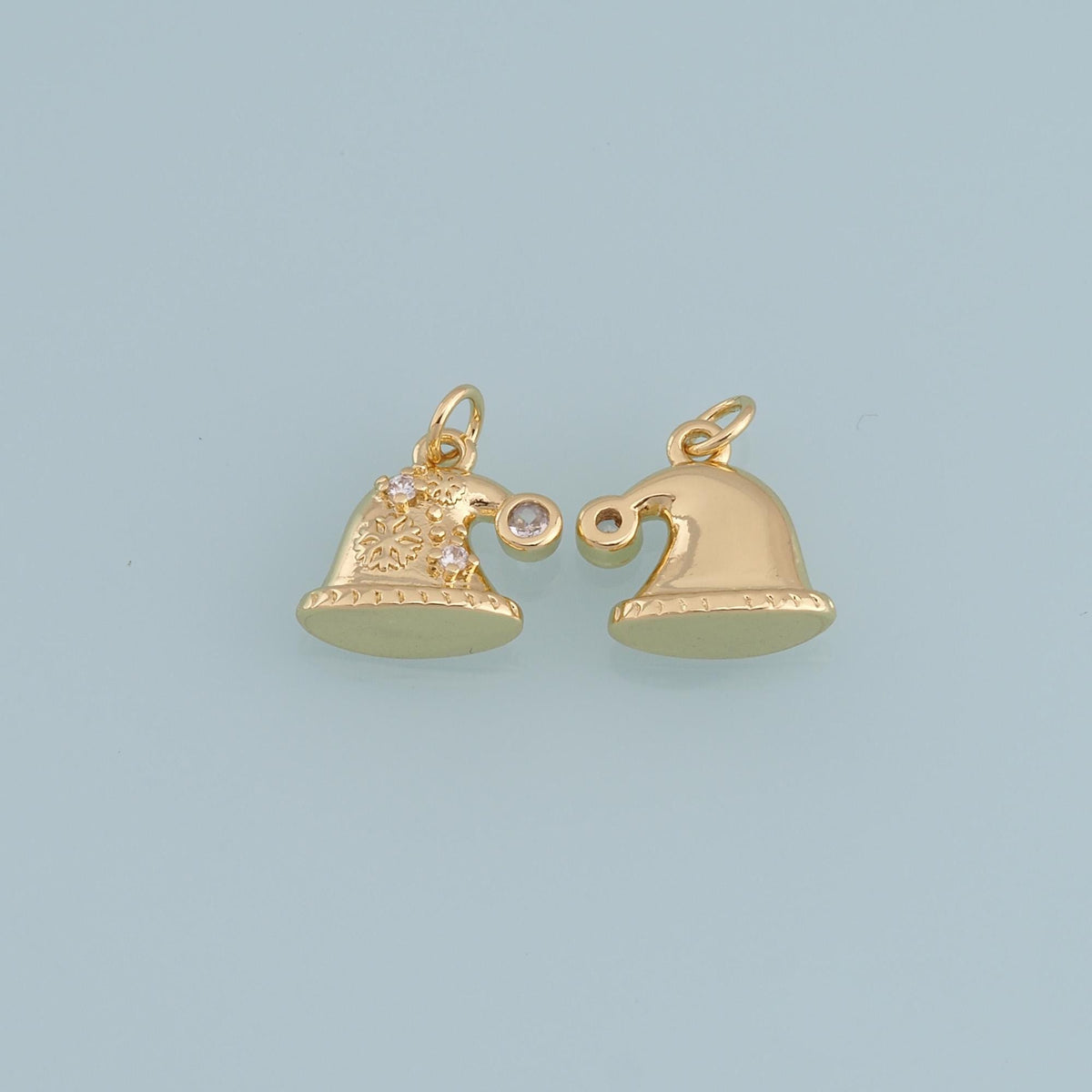 18K Gold Filled Christmas Pendant,Santa Hat Charm Bracelet Necklace for DIY Jewelry Making Supply