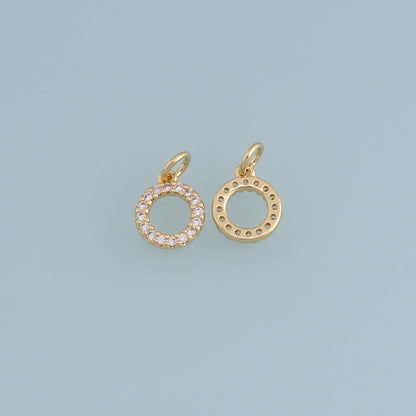 Gold Tiny Round Charms,18K Gold Filled CZ Round Pendant,Silver geometry Charm Bracelet Necklace for DIY Jewelry Making Supply