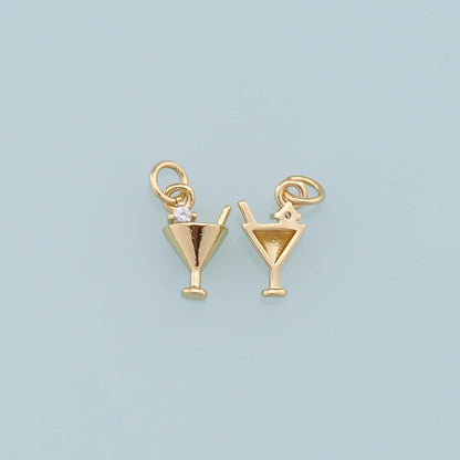 Gold Tiny Wine Glass Charms,18K Gold Filled Wine Glass Pendant,Wine Glass Charm Bracelet Necklace for DIY Jewelry Making Supp