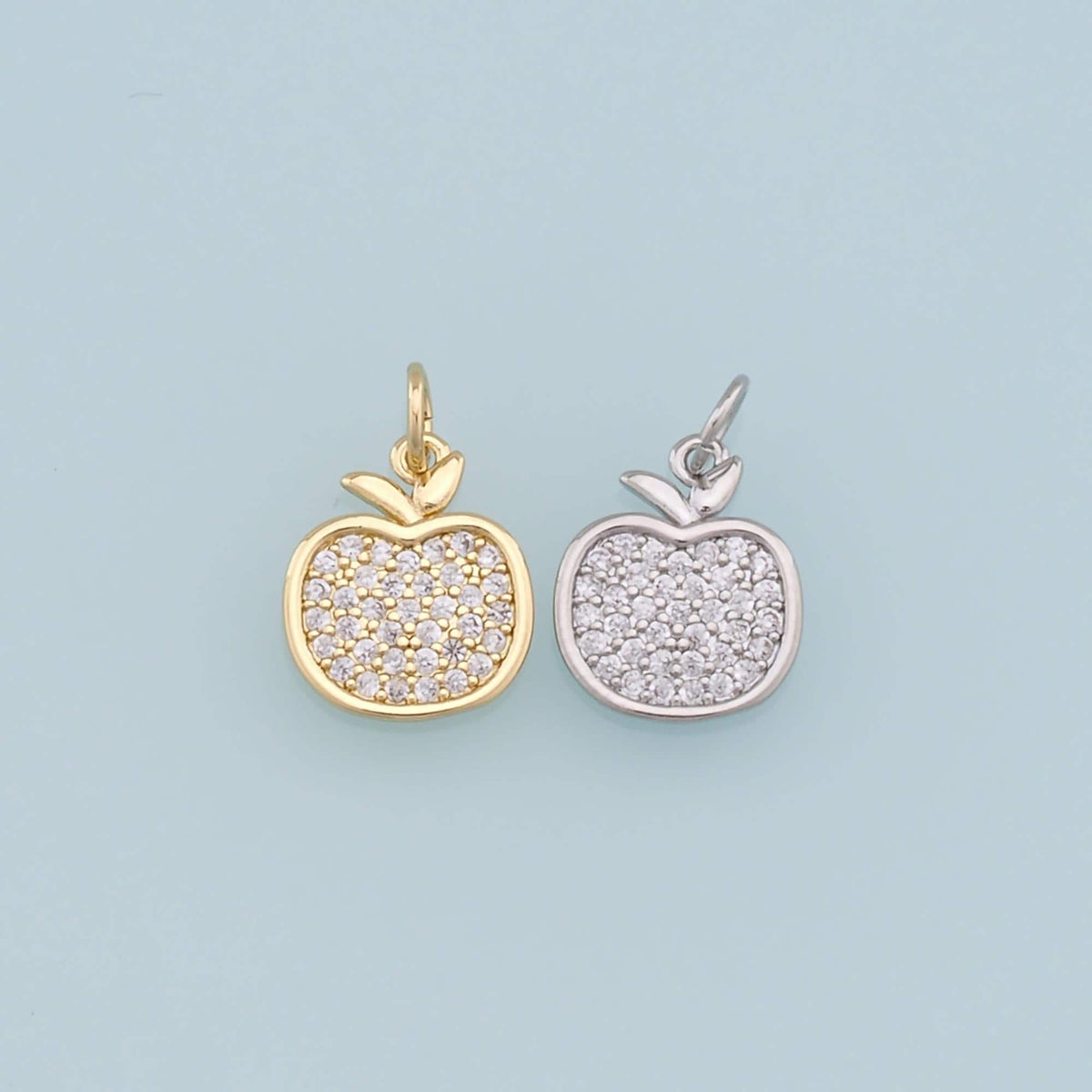 18K Gold Filled Apple CZ Charm Pendant for Jewelry Making