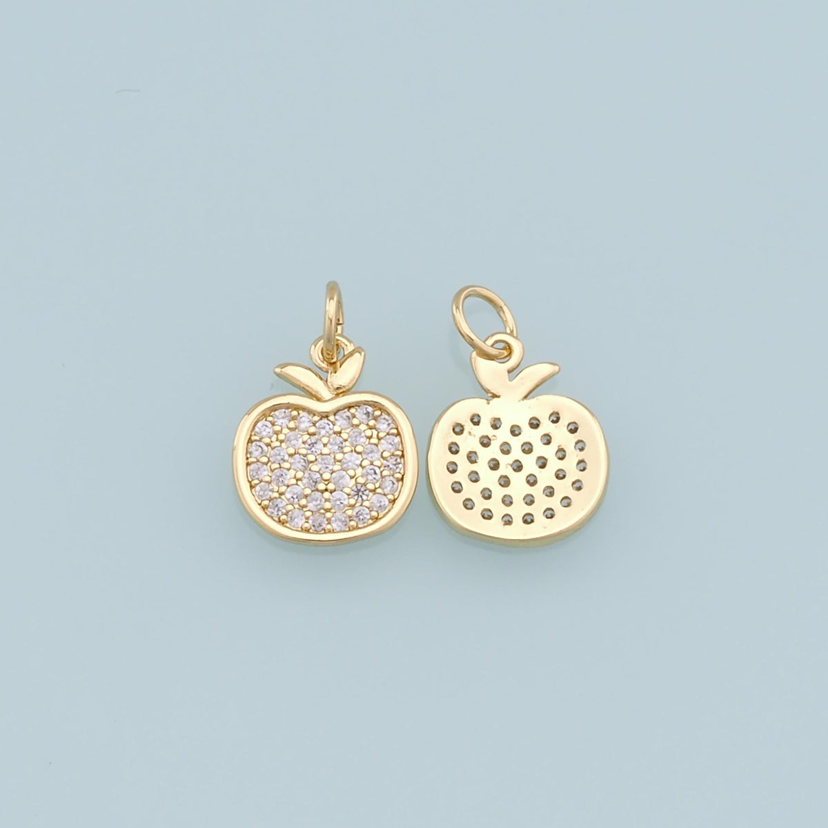 18K Gold Filled Apple CZ Charm Pendant for Jewelry Making