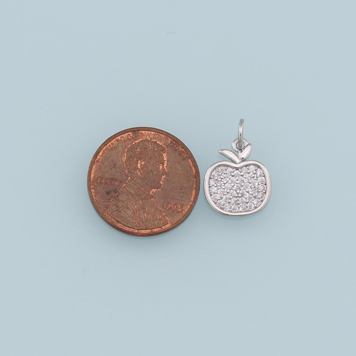 18K Gold Filled Apple CZ Charm Pendant for Jewelry Making
