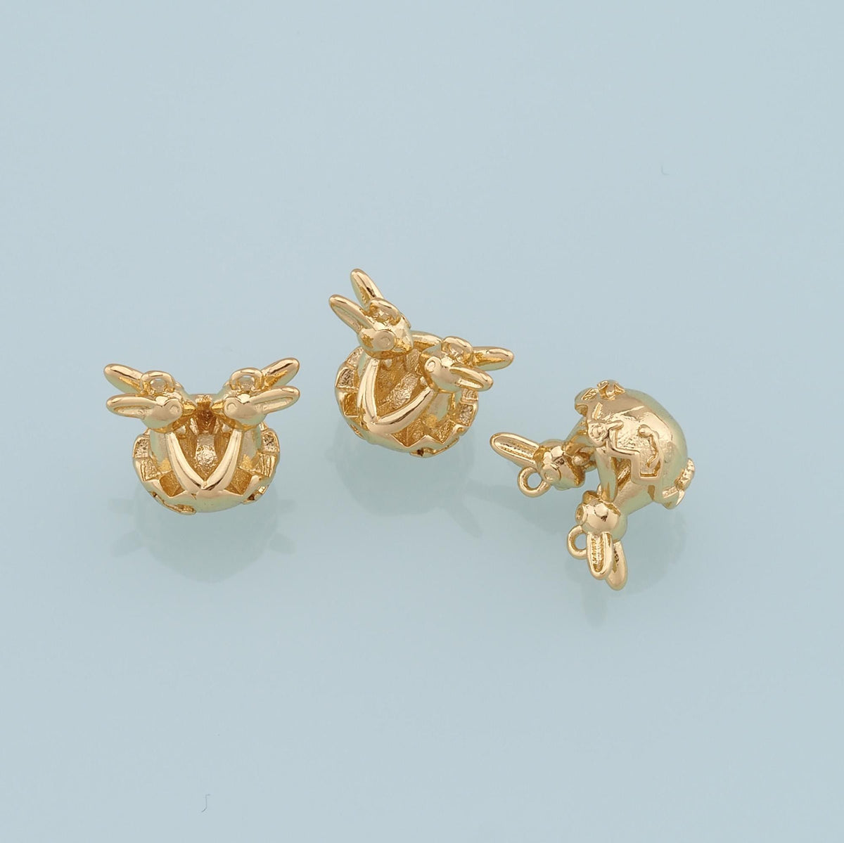 Gold Rabbit Charms,18K Gold Filled Rabbit Pendant,Animal Charm Bracelet Necklace for DIY Jewelry Making Supply