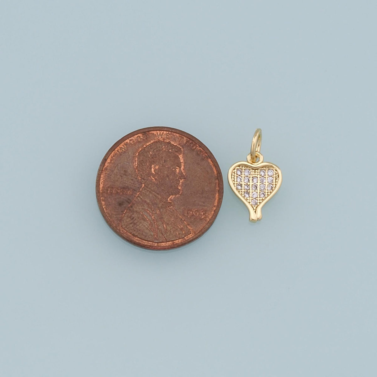 Gold Heart Charms,18K Gold Filled CZ Heart Pendant,Tiny Heart Charm Bracelet Necklace for DIY Jewelry Making Supply