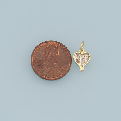 Gold Heart Charms,18K Gold Filled CZ Heart Pendant,Tiny Heart Charm Bracelet Necklace for DIY Jewelry Making Supply
