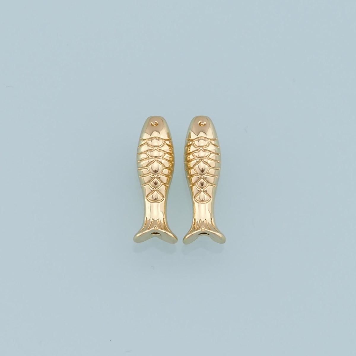 Gold Fish Beads Charms,18K Gold Filled Fish Spacer Beads Bracelet Necklace for DIY Jewelry Making Supply hole 2mm