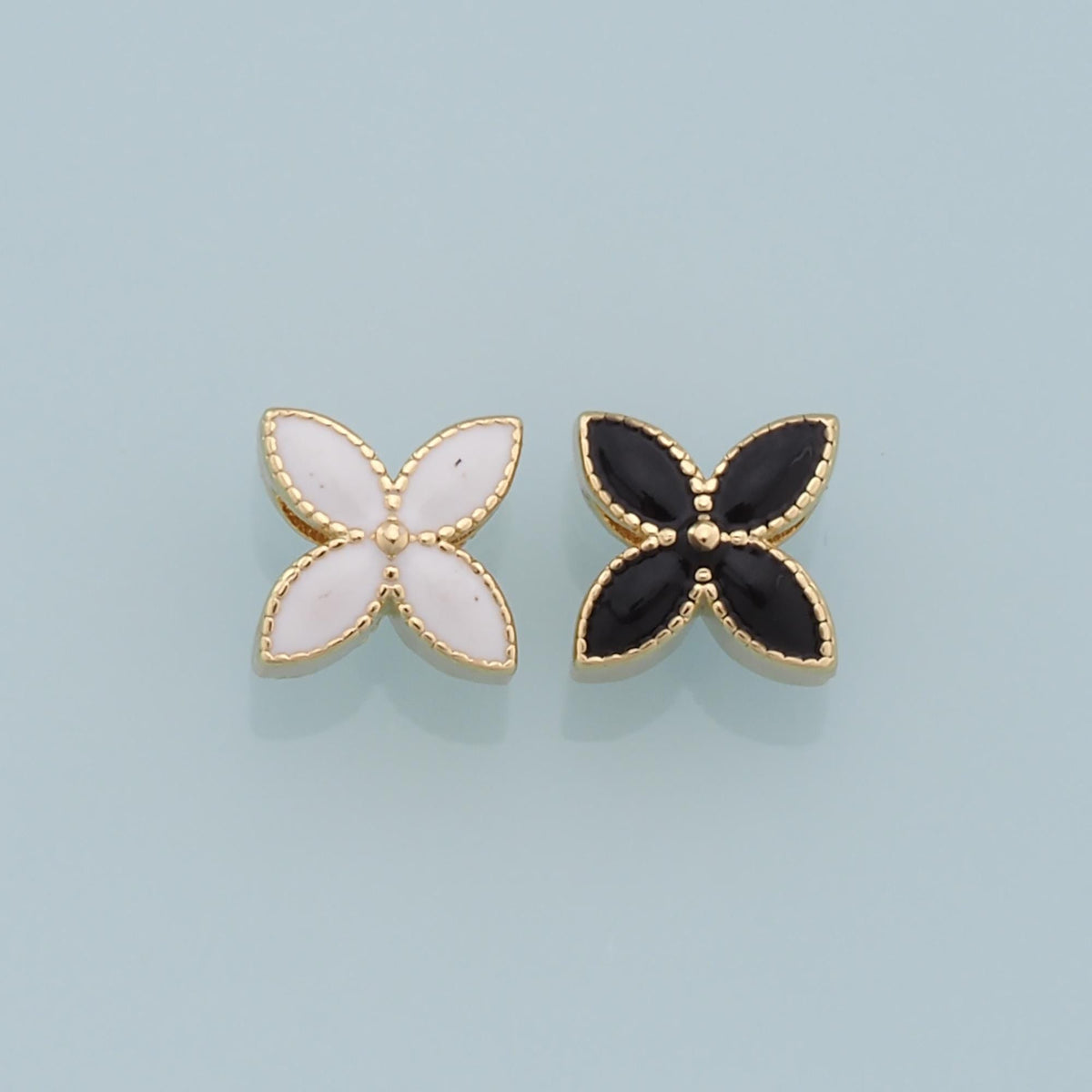 18K Gold Filled Enamel Flower Spacer Beads for Jewelry Making