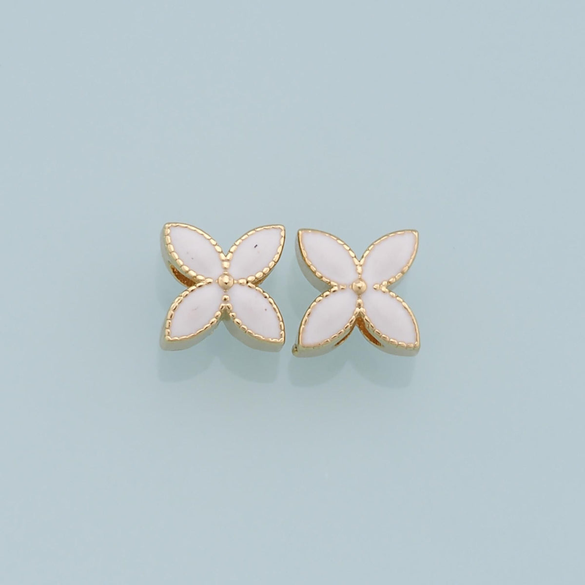 18K Gold Filled Enamel Flower Spacer Beads for Jewelry Making