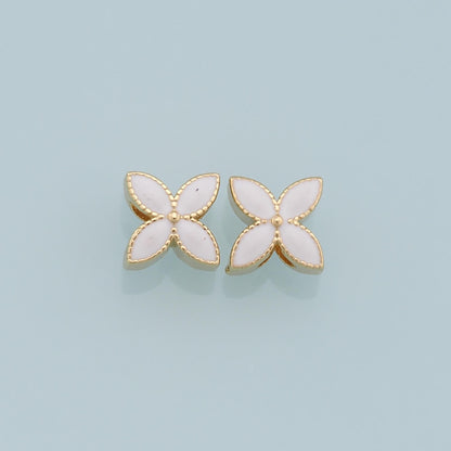 18K Gold Filled Enamel Flower Spacer Beads for Jewelry Making