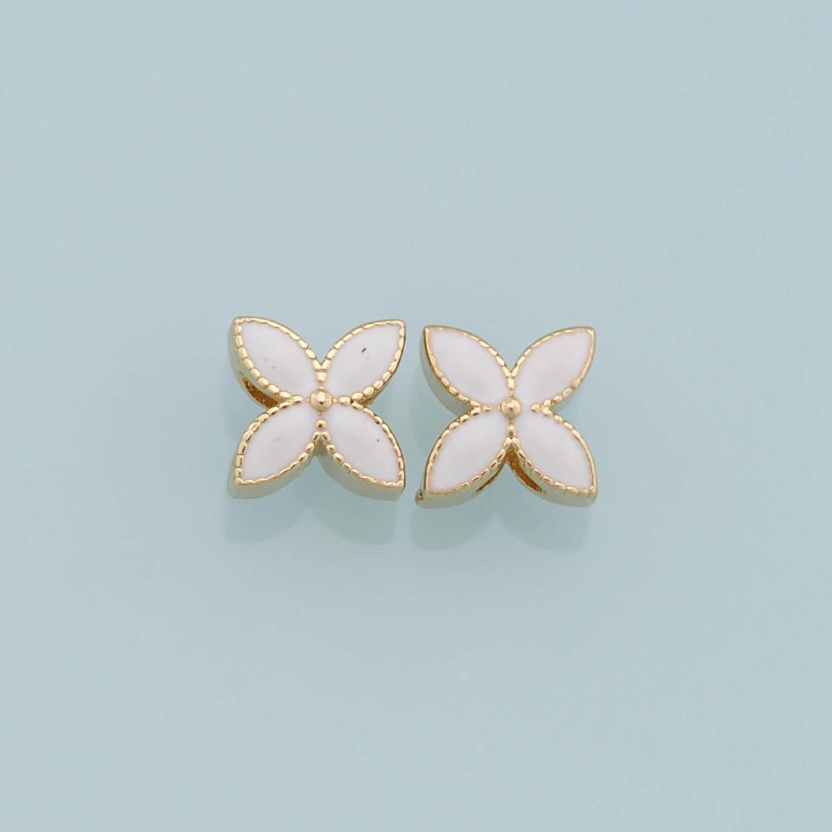 18K Gold Filled Enamel Flower Spacer Beads for Jewelry Making