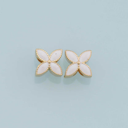 18K Gold Filled Enamel Flower Spacer Beads for Jewelry Making