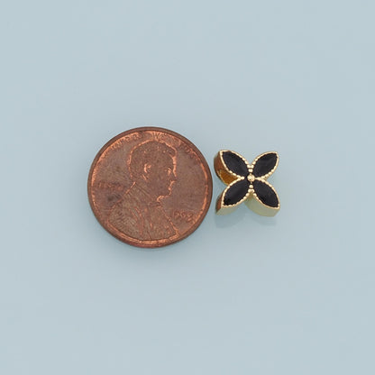 18K Gold Filled Enamel Flower Spacer Beads for Jewelry Making