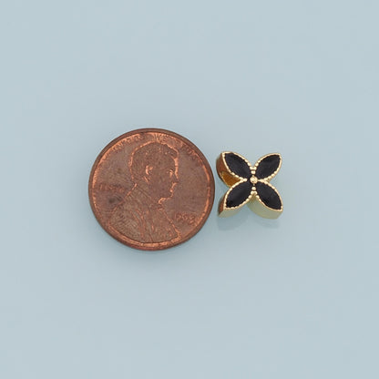 18K Gold Filled Enamel Flower Spacer Beads for Jewelry Making