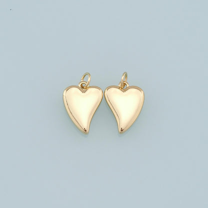 18K Gold Filled Heart Charm Pendant for Jewelry Making