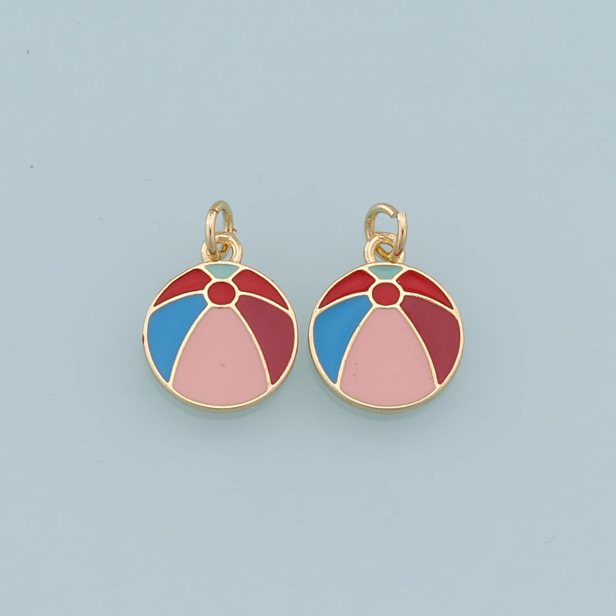Gold Beach Ball Charms,18K Gold Filled Enamel Ball Pendant,Basket Ball Charm Bracelet Necklace for DIY Jewelry Making Supply