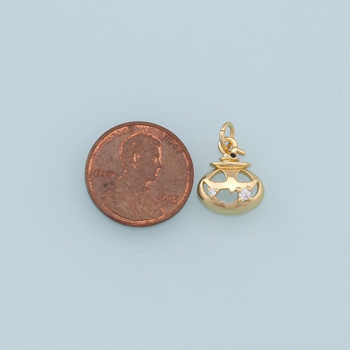 Gold Pumpkin Charms,18K Gold Filled Halloween  Cauldron Pendant,Pumpkin Charm Bracelet Necklace for DIY Jewelry Making Supply