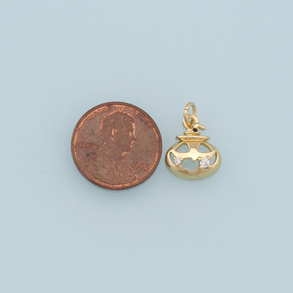 Gold Pumpkin Charms,18K Gold Filled Halloween  Cauldron Pendant,Pumpkin Charm Bracelet Necklace for DIY Jewelry Making Supply