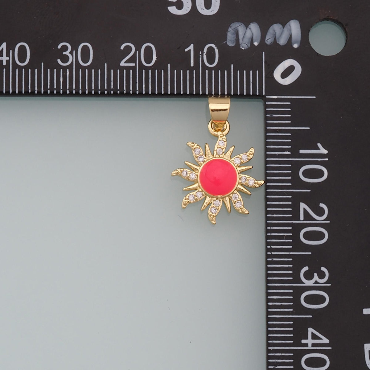 Gold Sun Charms,18K Gold Filled Enamel Sun Pendant,CZ Celestial Charm Bracelet Necklace for DIY Jewelry Making Supply