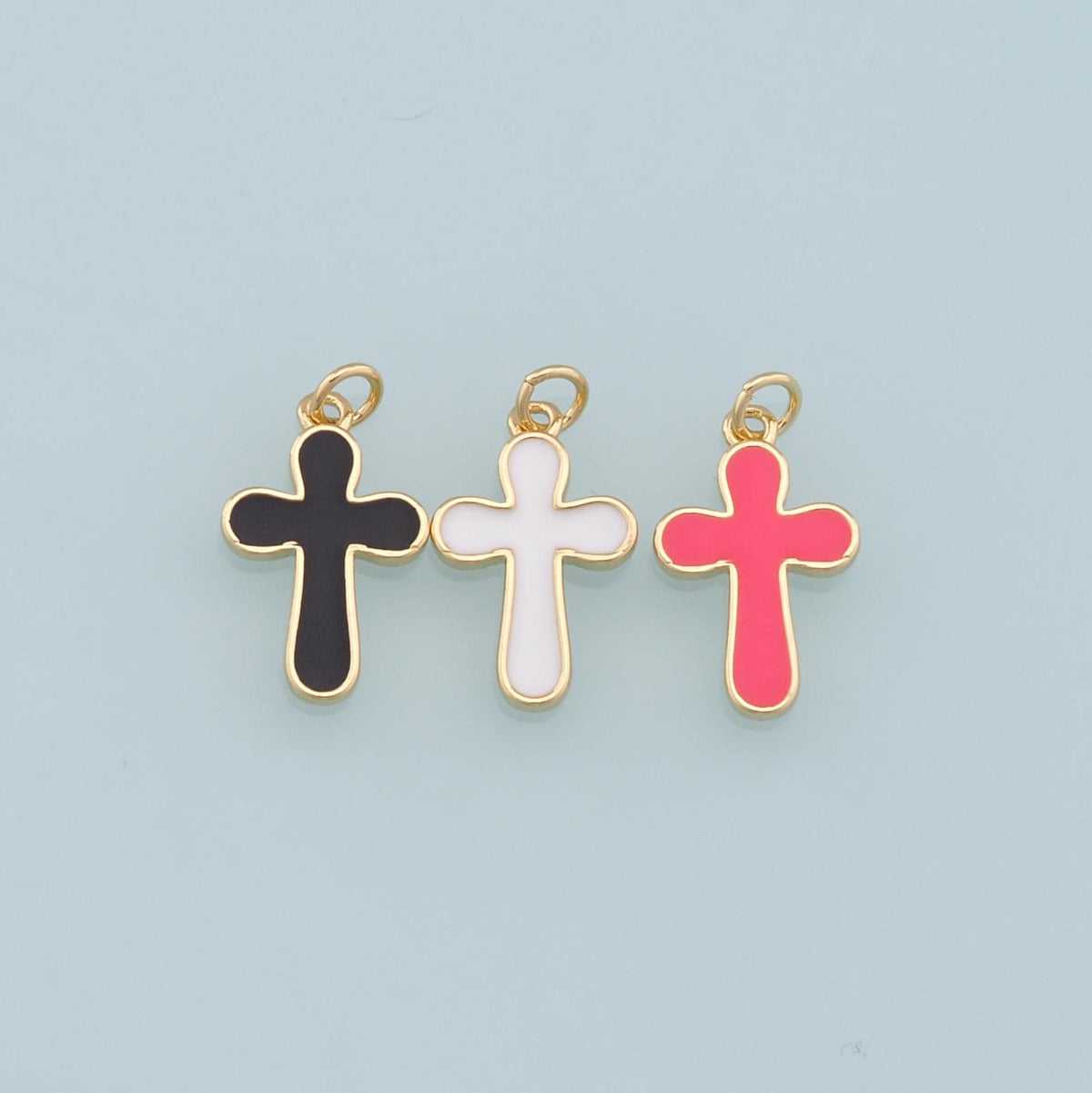 18K Gold Filled Enamel Cross Charm Pendant for Jewelry Making