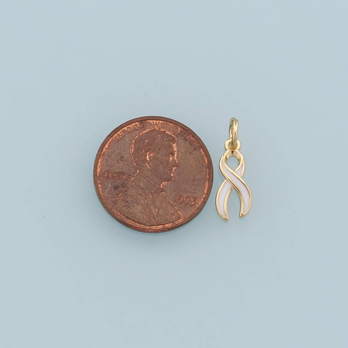 Gold AIDS Charms,18K Gold Filled Enamel AIDS Pendant,Silver Ribbon Cancer Awareness Charm Bracelet Necklace for DIY Jewelry M