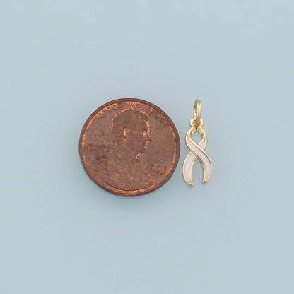 Gold AIDS Charms,18K Gold Filled Enamel AIDS Pendant,Silver Ribbon Cancer Awareness Charm Bracelet Necklace for DIY Jewelry M