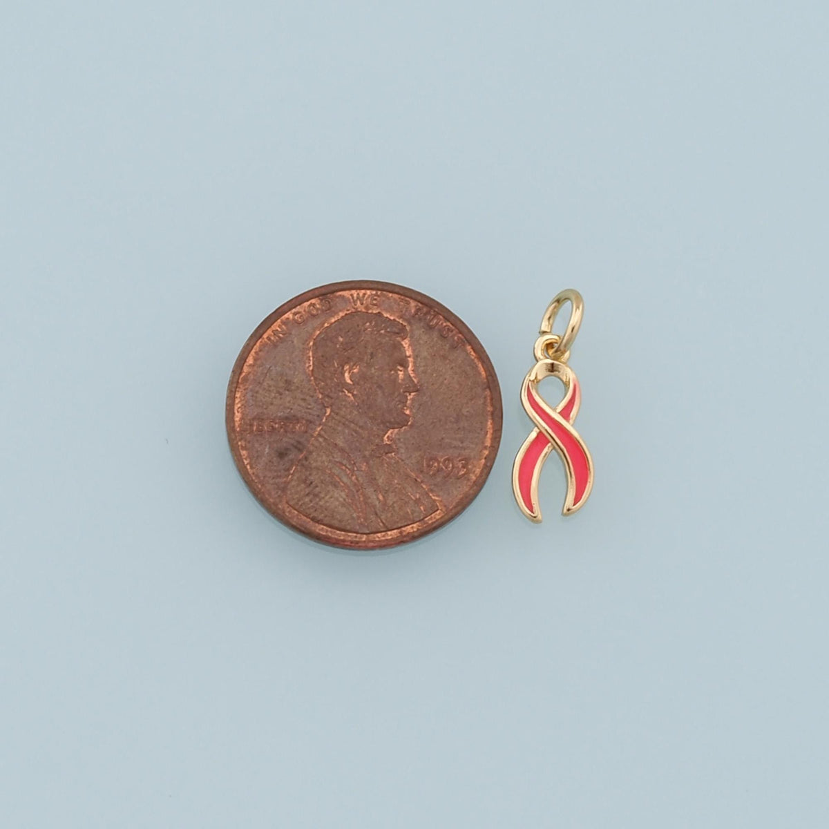 Gold AIDS Charms,18K Gold Filled Enamel AIDS Pendant,Silver Ribbon Cancer Awareness Charm Bracelet Necklace for DIY Jewelry M