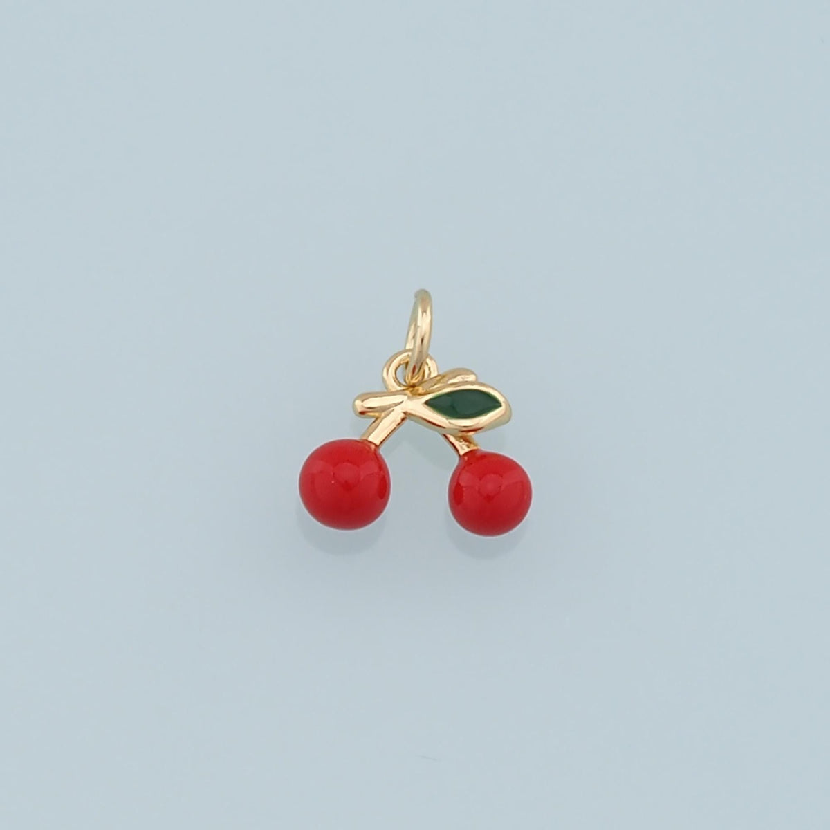 Gold Cherry Charms,18K Gold Filled Enamel Cherry Pendant,Fruit Charm Bracelet Necklace for DIY Jewelry Making Supply