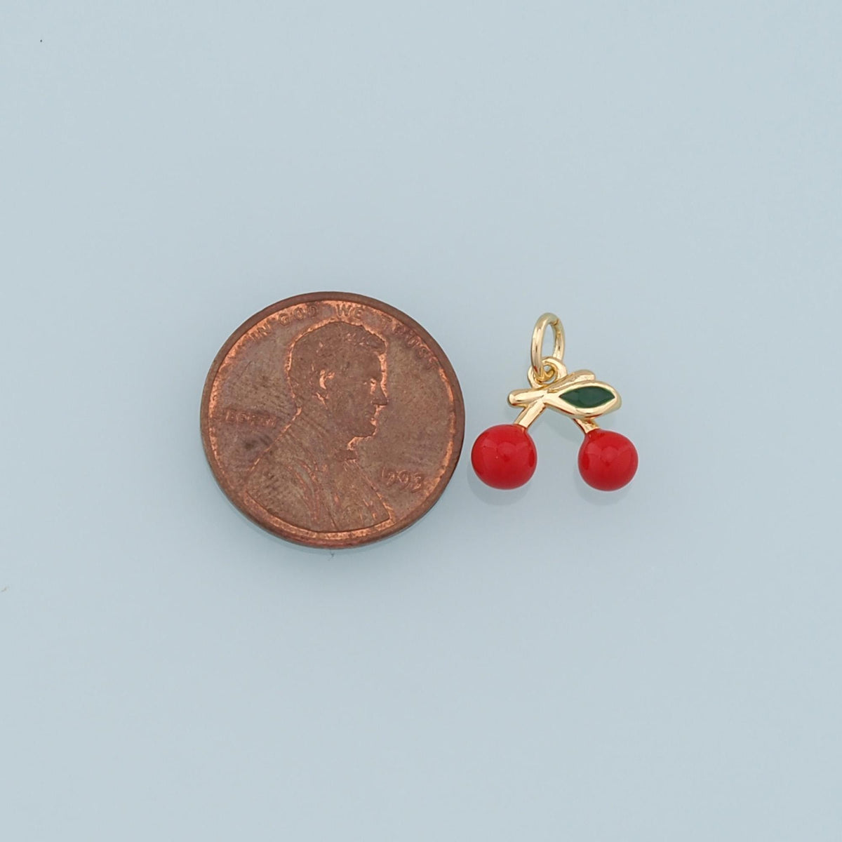 Gold Cherry Charms,18K Gold Filled Enamel Cherry Pendant,Fruit Charm Bracelet Necklace for DIY Jewelry Making Supply