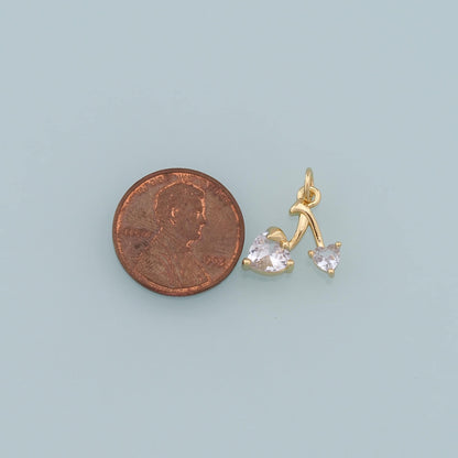 Gold Cherry Charms,18K Gold Filled Cherry Heart Pendant,Fruit Charm Bracelet Necklace for DIY Jewelry Making Supply