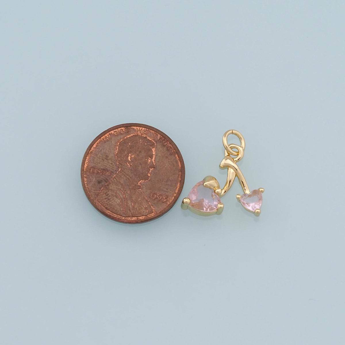 Gold Cherry Charms,18K Gold Filled Cherry Heart Pendant,Fruit Charm Bracelet Necklace for DIY Jewelry Making Supply