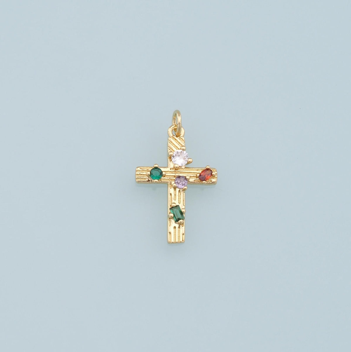 Gold Cross Charms,18K Gold Filled Cross Pendant,CZ Cross Charm Bracelet Necklace for DIY Jewelry Making Supply