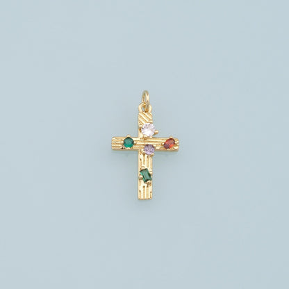 Gold Cross Charms,18K Gold Filled Cross Pendant,CZ Cross Charm Bracelet Necklace for DIY Jewelry Making Supply