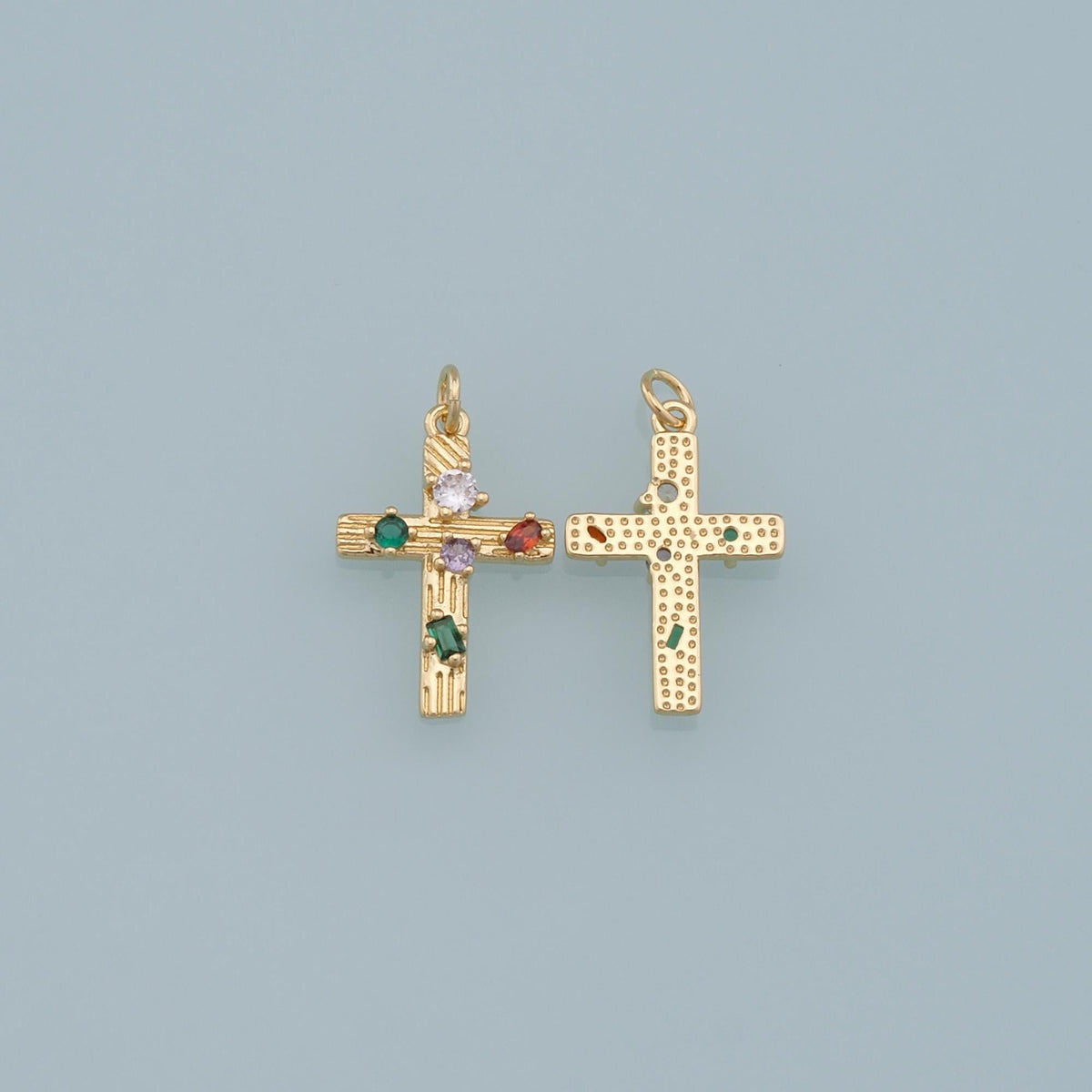 Gold Cross Charms,18K Gold Filled Cross Pendant,CZ Cross Charm Bracelet Necklace for DIY Jewelry Making Supply