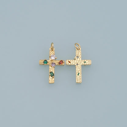 Gold Cross Charms,18K Gold Filled Cross Pendant,CZ Cross Charm Bracelet Necklace for DIY Jewelry Making Supply