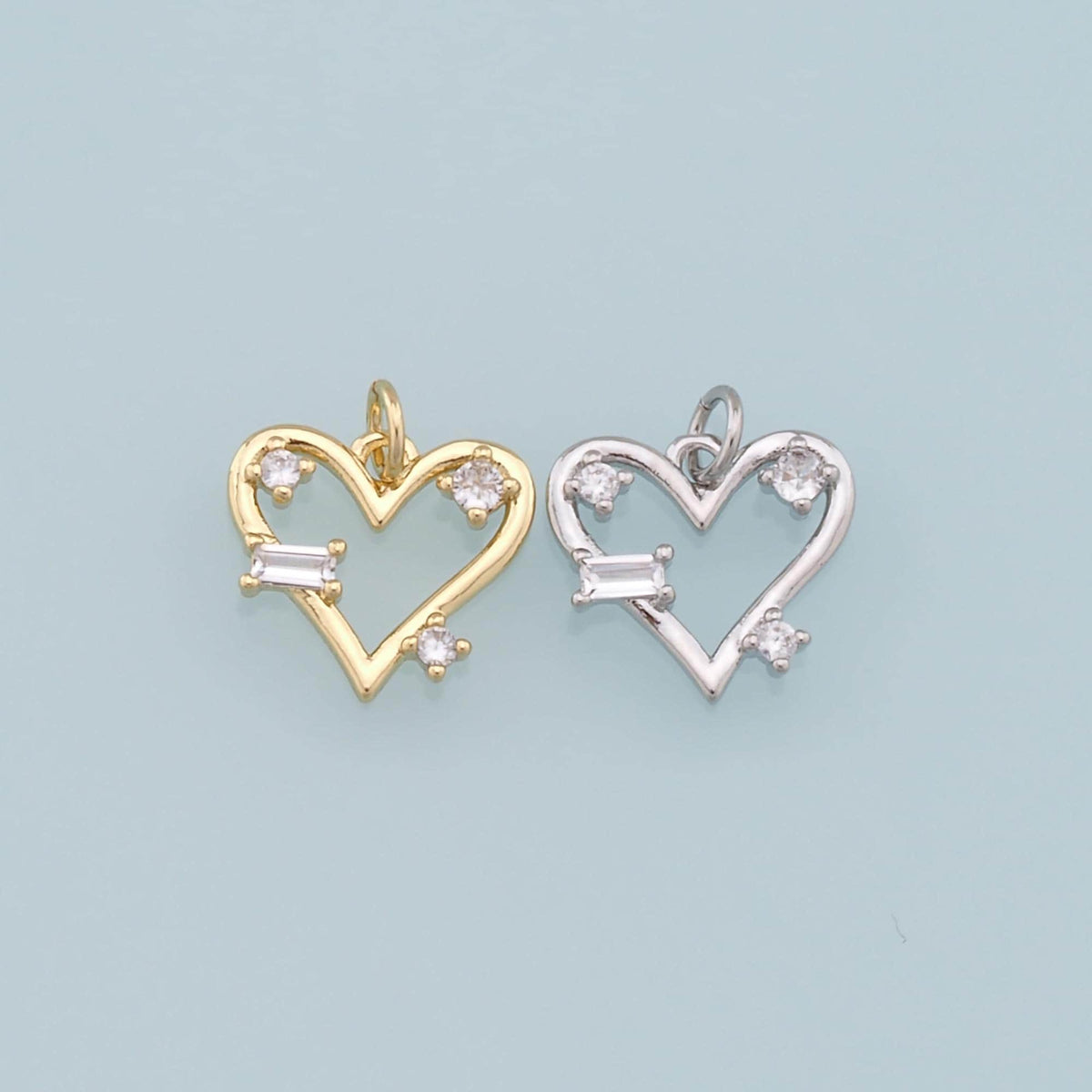 Gold Heart Charms,18K Gold Filled Heart Pendant,CZ Heart Charm Bracelet Necklace for DIY Jewelry Making Supply