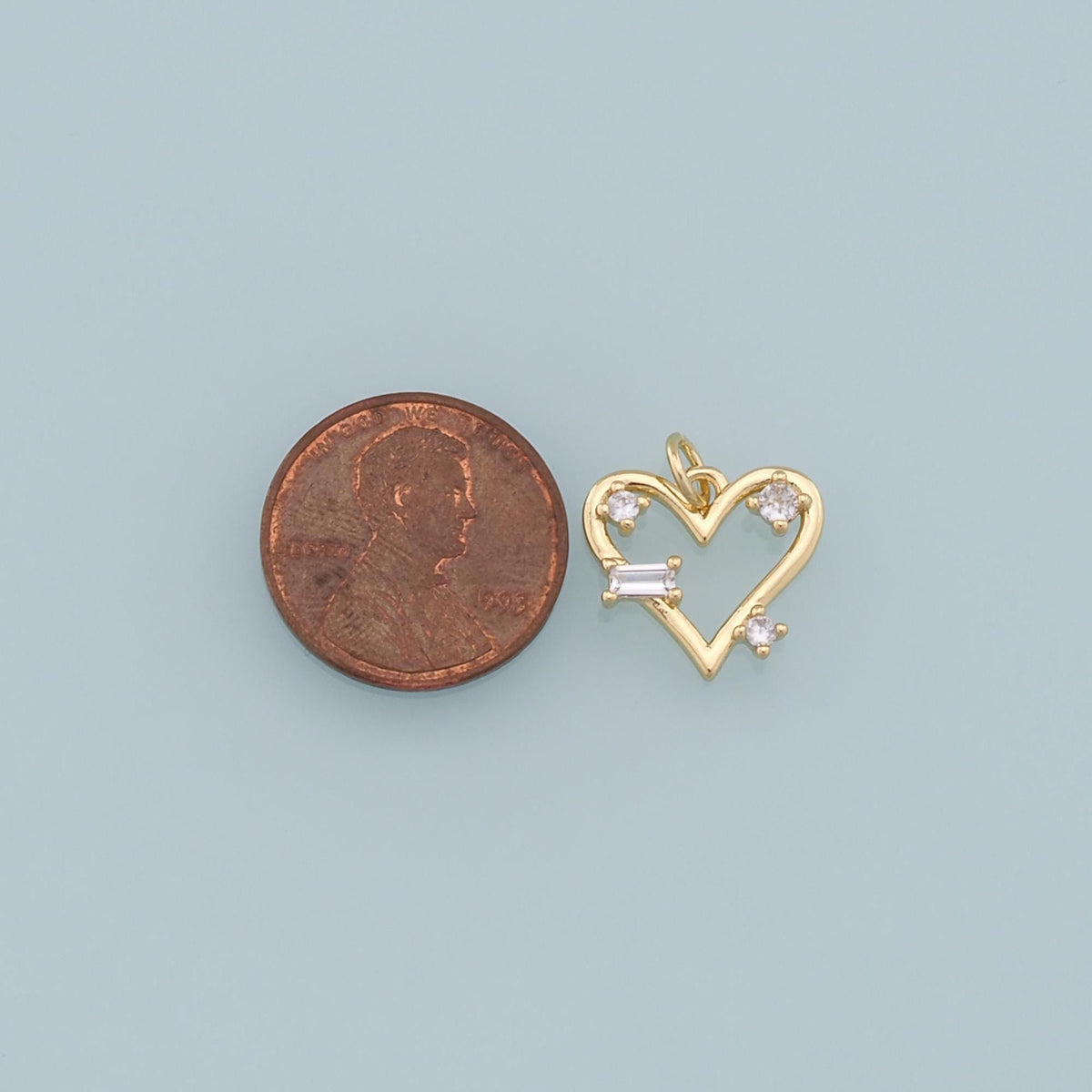 Gold Heart Charms,18K Gold Filled Heart Pendant,CZ Heart Charm Bracelet Necklace for DIY Jewelry Making Supply