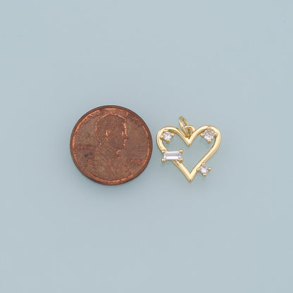 Gold Heart Charms,18K Gold Filled Heart Pendant,CZ Heart Charm Bracelet Necklace for DIY Jewelry Making Supply