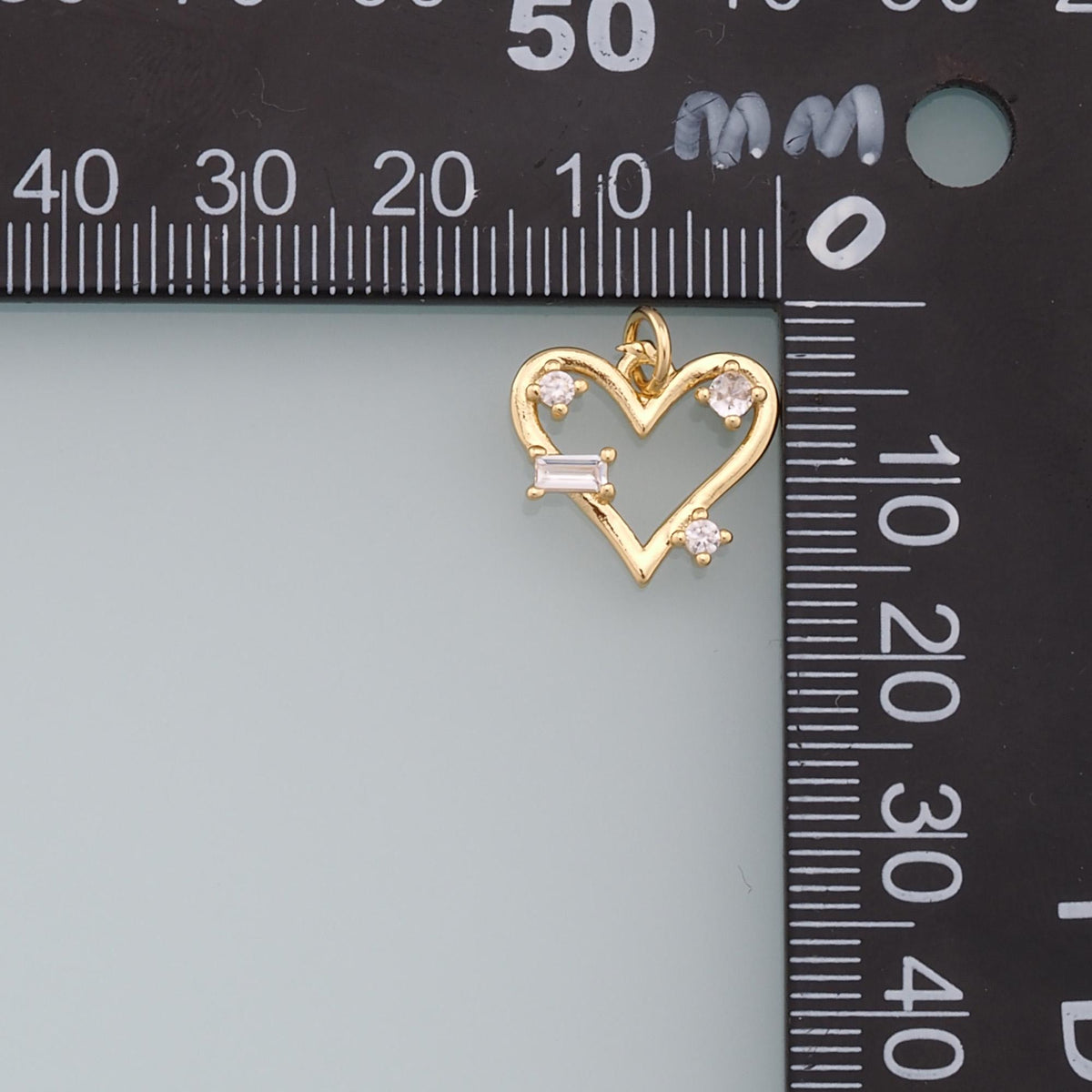 Gold Heart Charms,18K Gold Filled Heart Pendant,CZ Heart Charm Bracelet Necklace for DIY Jewelry Making Supply