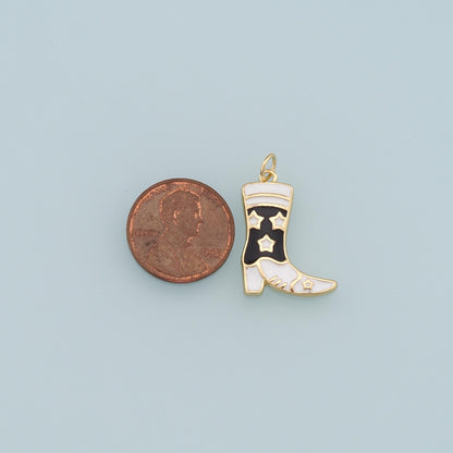Gold Boots Charms,18K Gold Filled Boots Pendant,Enamel Cowboy Boots Charm Bracelet Necklace for DIY Jewelry Making Supply