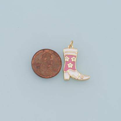 Gold Boots Charms,18K Gold Filled Boots Pendant,Enamel Cowboy Boots Charm Bracelet Necklace for DIY Jewelry Making Supply