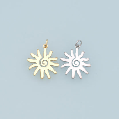 18K Gold Filled Sun Charm Pendant for Jewelry Making