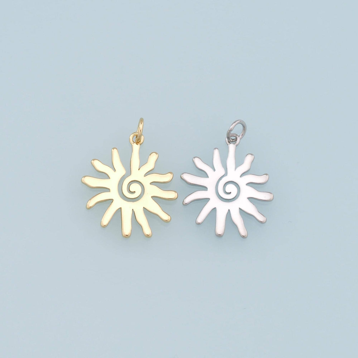 Gold Sun Charms,18K Gold Filled Sun Pendant,Celestial Charm Bracelet Necklace for DIY Jewelry Making Supply