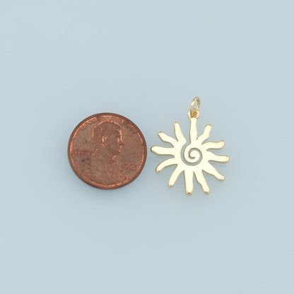 18K Gold Filled Sun Charm Pendant for Jewelry Making