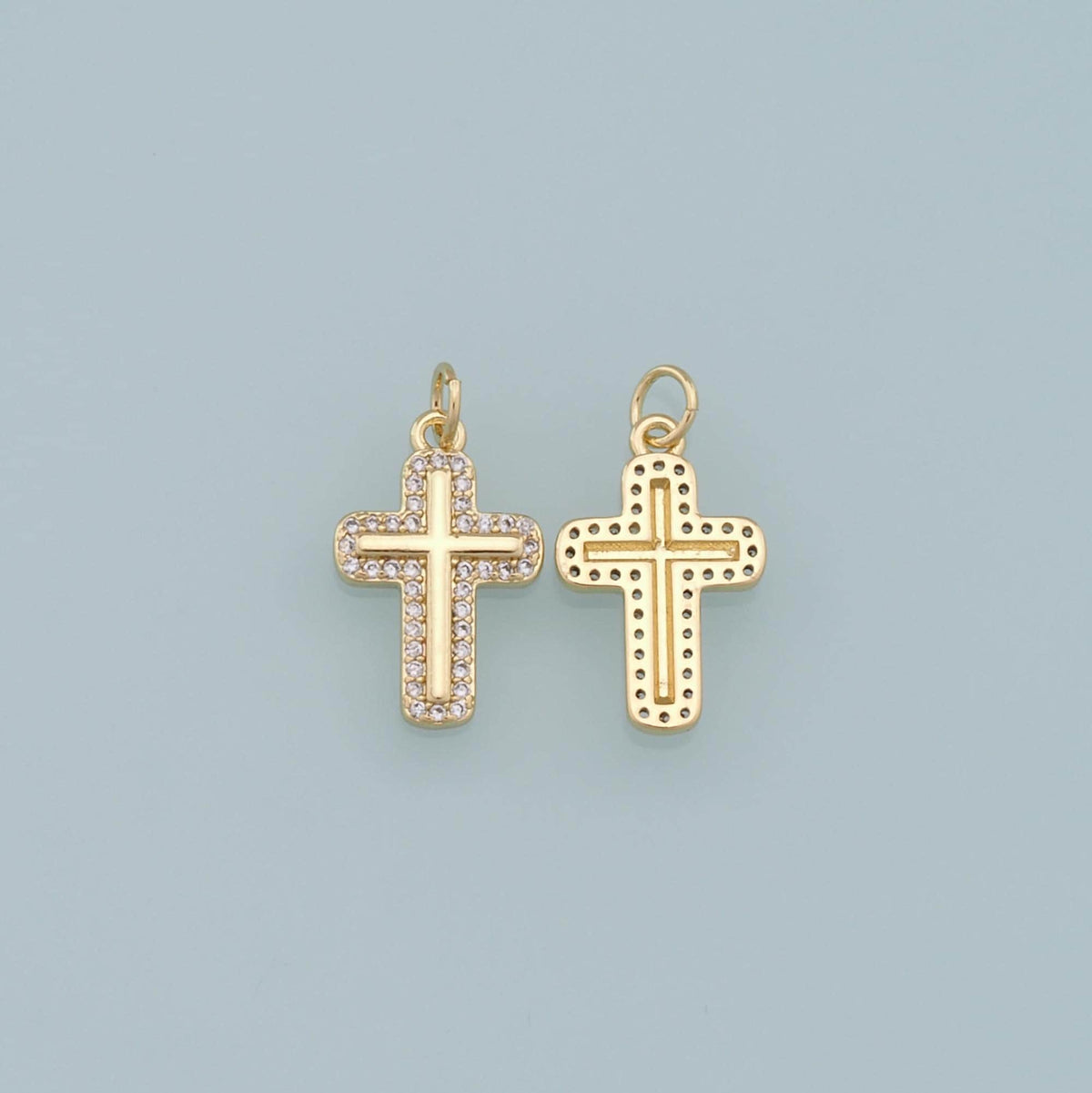 Gold Cross Charms,18K Gold Filled Cross Pendant,CZ Cross Charm Bracelet Necklace for DIY Jewelry Making Supply