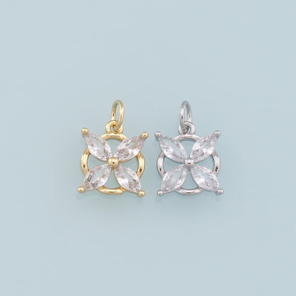 Gold Flower Charms,18K Gold Filled Flower Pendant,Silver Flower Charm Bracelet Necklace for DIY Jewelry Making Supply