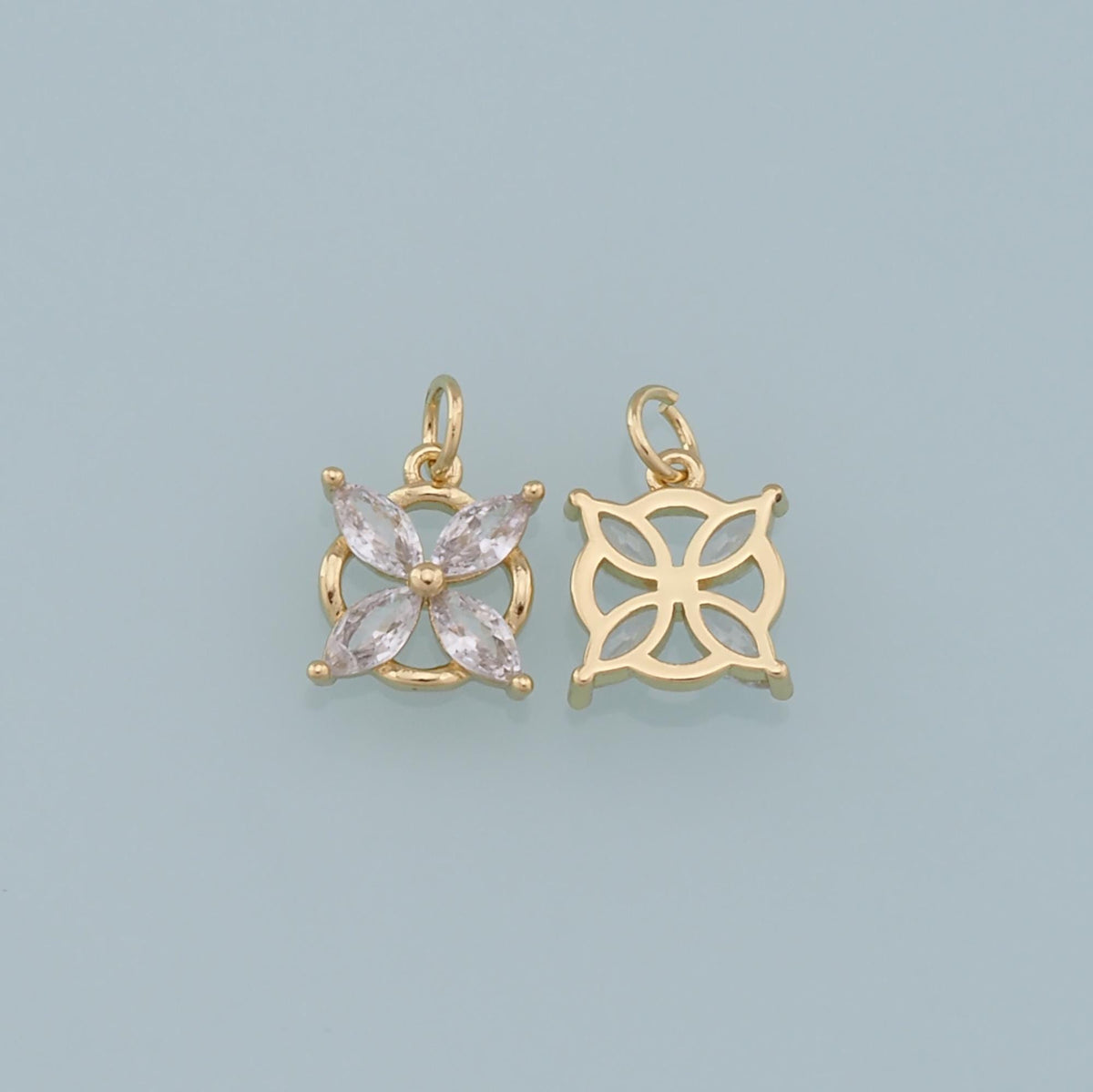 Gold Flower Charms,18K Gold Filled Flower Pendant,Silver Flower Charm Bracelet Necklace for DIY Jewelry Making Supply